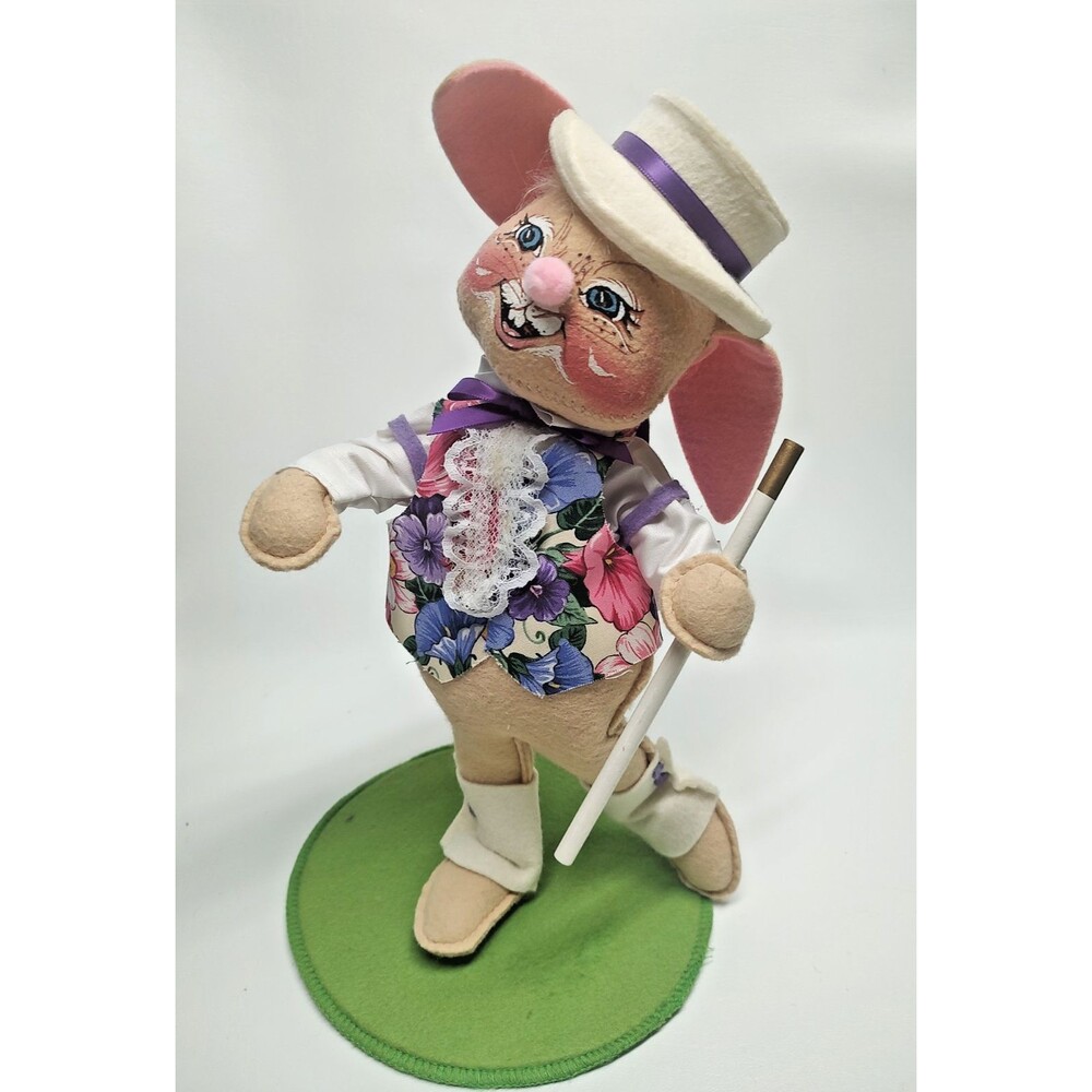 Vintage Annalee Bunny Rabbit Easter Decor Man Boy in Spring Vest 12" Tall